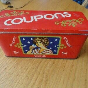 Vintage Coca Cola Graphics Tin Coupon Box